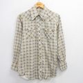 M★古着 長袖 ウエスタン シャツ メンズ 70年代 70s 濃ベージュ他 カーキ チェック 25jun28 中古 トップス