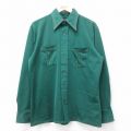 L★古着 長袖 シャツ メンズ 70年代 70s 緑 グリーン 25aug05 中古 トップス