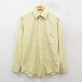 M★古着 長袖 シャツ メンズ 70年代 70s 黄他 ストライプ 26feb07