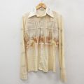 S★古着 バンヒューセン 長袖 シャツ メンズ 70年代 70s 窓 電話 ベージュ系 26feb07