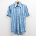 S★古着 キャンパス 半袖 シャツ 70年代 70s メンズ USA製 薄紺他 ネイビー ストライプ 24feb29 中古 トップス