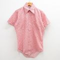【50%OFF】S★古着 半袖 シャツ メンズ 70年代 70s 赤他 レッド 24jun06 中古 トップス