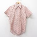 70s 半袖シャツ 総柄 ベージュ M | 古着