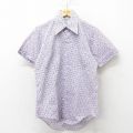 70s 半袖シャツ 総柄 パープル M | 古着