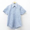 70s 半袖シャツ 総柄 ネイビー M | 古着