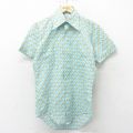 【50%OFF】S★古着 半袖 シャツ メンズ 70年代 70s 総柄 水色 24jun15 中古 トップス