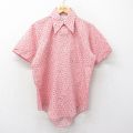 【50%OFF】L★古着 半袖 シャツ メンズ 70年代 70s 総柄 赤他 レッド 24aug07 中古 トップス