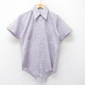 【50%OFF】M★古着 半袖 シャツ メンズ 70年代 70s 総柄 紫他 パープル 24aug07 中古 トップス