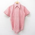 【50%OFF】L★古着 半袖 シャツ メンズ 70年代 70s 総柄 赤他 レッド 24aug07 中古 トップス
