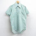 S★古着 半袖 シャツ メンズ 70年代 70s 総柄 水色他 25jun18 中古 トップス