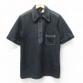 S★古着 プレイボーイ PLAY BOY 半袖 ハーフジップ シャツ メンズ 70年代 70s 黒 ブラック 【spe】 25jun26 中古 トップス