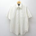 XL★古着 半袖 シャツ メンズ 70年代 70s 大きいサイズ ロング丈 白他 ストライプ 26apr27