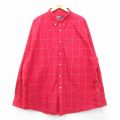 XL★古着 ラルフローレン Ralph Lauren チャップス 長袖 ブランド シャツ メンズ 90年代 90s 大きいサイズ ロング丈 コットン ボタンダウン 赤他 レッド チェック 24jan31 中古 トップス
