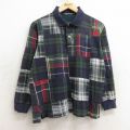 ノーティカ 90s 長袖ポロシャツ ワンポイントロゴ ネイビーチェック M | 古着