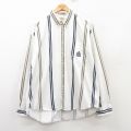 【50%OFF】XL★古着 ゲス GUESS 長袖 ブランド シャツ メンズ ワンポイントロゴ 大きいサイズ コットン 白他 ホワイト ストライプ 25mar17 中古 トップス