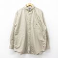 【20%OFF】XL★古着 ラルフローレン Ralph Lauren チャップス 長袖 ブランド シャツ メンズ 90年代 90s ワンポイントロゴ ヘリンボーン 大きいサイズ ロング丈 コットン ボタンダウン ベージュ カーキ 25mar24 中古 トップス