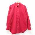 L★古着 ブルックスブラザーズ BROOKS BROTHERS 長袖 ブランド シャツ メンズ ロング丈 コットン ボタンダウン 赤 レッド 25apr09 中古 トップス