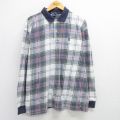 ノーティカ 90s 長袖ポロシャツ ワンポイントロゴ ホワイトチェック XL | 古着
