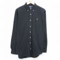 90s 長袖シャツ ワンポイントロゴ ブラック XL | 古着