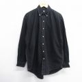 XL★古着 長袖 ブランド シャツ メンズ 90年代 90s ワンポイントロゴ YARMOUTH オックスフォード 大きいサイズ コットン ボタンダウン 黒 ブラック 25may14 中古 トップス