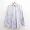 XL★古着 ブルックスブラザーズ BROOKS BROTHERS 長袖 ブランド シャツ メンズ 大きいサイズ ロング丈 コットン ボタンダウン 薄紺他 ネイビー チェック 25may27 中古 トップス