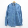 XL★古着 エディーバウアー 長袖 ブランド シャツ メンズ 90年代 90s ロング丈 ボタンダウン 紺 ネイビー デニム 【spe】 25jun23 中古 トップス