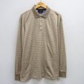 L★古着 トミーヒルフィガー TOMMY HILFIGER 長袖 ブランド ポロ シャツ メンズ コットン ベージュ他 カーキ ボーダー 25jun30 中古 トップス