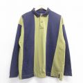 L★古着 ギャップ GAP 長袖 ブランド ポロ シャツ メンズ 90年代 90s コットン 黄緑他 ストライプ 25jul05 中古 トップス