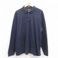 L★古着 エディーバウアー 長袖 ブランド ポロ シャツ メンズ 00年代 00s 大きいサイズ コットン 紺 ネイビー 25jul29 中古 トップス