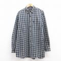 XL★古着 アバクロンビー Abercrombie&fitch 長袖 ブランド シャツ メンズ 00年代 00s 大きいサイズ ロング丈 コットン ボタンダウン 紺他 ネイビー チェック 25jul29 中古 トップス