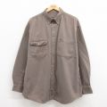 XL★古着 ティンバーランド 長袖 ブランド シャツ メンズ 90年代 90s ワンポイントロゴ ヘリンボーン 大きいサイズ コットン 茶 ブラウン 25aug02 中古 トップス