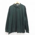 XL★古着 エディーバウアー 長袖 ブランド ポロ シャツ メンズ 00年代 00s ワンポイントロゴ コットン 緑 グリーン 25aug09 中古 トップス