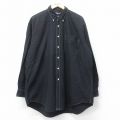 XL★古着 ラルフローレン Ralph Lauren 長袖 ブランド シャツ メンズ 90年代 90s ワンポイントロゴ BIG SHIRT 大きいサイズ ロング丈 コットン ボタンダウン 黒 ブラック 25aug12 中古 トップス