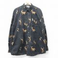 XL★古着 コロンビア COLUMBIA 長袖 ブランド シャツ メンズ 00年代 00s シカ ロング丈 コットン ボタンダウン 黒 ブラック 25aug12 中古 トップス