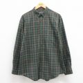 XL★古着 ランズエンド 長袖 ブランド シャツ メンズ 00年代 00s コットン ボタンダウン 緑他 グリーン チェック 25aug18 中古 トップス