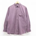 L★古着 ランズエンド 長袖 ブランド シャツ メンズ 00年代 00s コットン ボタンダウン 紫 パープル 25aug18 中古 トップス