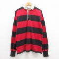 M★古着 ランズエンド 長袖 ブランド ラガー シャツ メンズ 00年代 00s コットン 赤 レッド ボーダー 25aug18 中古 トップス