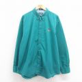 XL★古着 ラルフローレン Ralph Lauren チャップス 長袖 ブランド シャツ メンズ 80年代 80s ワンポイントロゴ 大きいサイズ コットン ボタンダウン 青緑 25aug18 中古 トップス