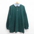 【50%OFF】L★古着 ゲス GUESS 長袖 ブランド ポロ シャツ メンズ 大きいサイズ コットン 緑他 グリーン 25aug27 中古 トップス