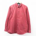 XL★古着 トミーヒルフィガー TOMMY HILFIGER 長袖 ブランド シャツ メンズ 90年代 90s ワンポイントロゴ 大きいサイズ コットン ボタンダウン 赤系 レッド 25sep02 中古 トップス