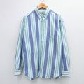 XL★古着 エルエルビーン LLBEAN 長袖 ブランド シャツ メンズ 80年代 80s コットン ボタンダウン カナダ製 紺他 ネイビー ストライプ 【spe】 25sep02 中古 トップス