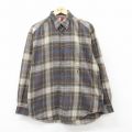 XL★古着 トミーヒルフィガー TOMMY HILFIGER 長袖 ブランド シャツ メンズ 90年代 90s ワンポイントロゴ コットン ボタンダウン ベージュ他 カーキ チェック 25sep02 中古 トップス