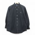 【20%OFF】XL★古着 ラルフローレン Ralph Lauren 長袖 ブランド シャツ メンズ 90年代 90s ワンポイントロゴ YARMOUTH オックスフォード コットン ボタンダウン 黒 ブラック 25sep02 中古 トップス