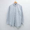 【20%OFF】XL★古着 ラルフローレン Ralph Lauren 長袖 ブランド シャツ メンズ 90年代 90s 大きいサイズ ロング丈 コットン ボタンダウン 薄紺他 ネイビー チェック 25sep03 中古 トップス
