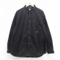 XL★古着 トミーヒルフィガー TOMMY HILFIGER 長袖 ブランド シャツ メンズ 90年代 90s ワンポイントロゴ コットン 大きいサイズ ボタンダウン 黒他 ブラック ストライプ 25sep05 中古 トップス