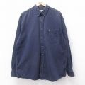 【20%OFF】XL★古着 エディーバウアー 長袖 ブランド シャツ メンズ 00年代 00s 鳥 大きいサイズ ロング丈 コットン ボタンダウン 紺 ネイビー 25sep10 中古 トップス