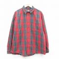 【20%OFF】XL★古着 エディーバウアー 長袖 ブランド シャツ メンズ 00年代 00s 大きいサイズ ロング丈 コットン ボタンダウン 赤他 レッド タータン チェック 【spe】 25sep22 中古 トップス