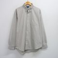 XL★古着 ランズエンド 長袖 ブランド シャツ メンズ 大きいサイズ ロング丈 コットン ボタンダウン 薄グレー 25sep25 中古 トップス