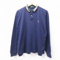 【20%OFF】XL★古着 ラルフローレン Ralph Lauren 長袖 ブランド ポロ シャツ メンズ 90年代 90s ワンポイントロゴ コットン USA製 濃紺他 ネイビー 【spe】 25oct03 中古 トップス