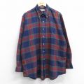 【20%OFF】XL★古着 エルエルビーン LLBEAN 長袖 ブランド シャツ メンズ 80年代 80s 大きいサイズ ロング丈 ボタンダウン USA製 紺他 ネイビー チェック 【spe】 25oct14 中古 トップス